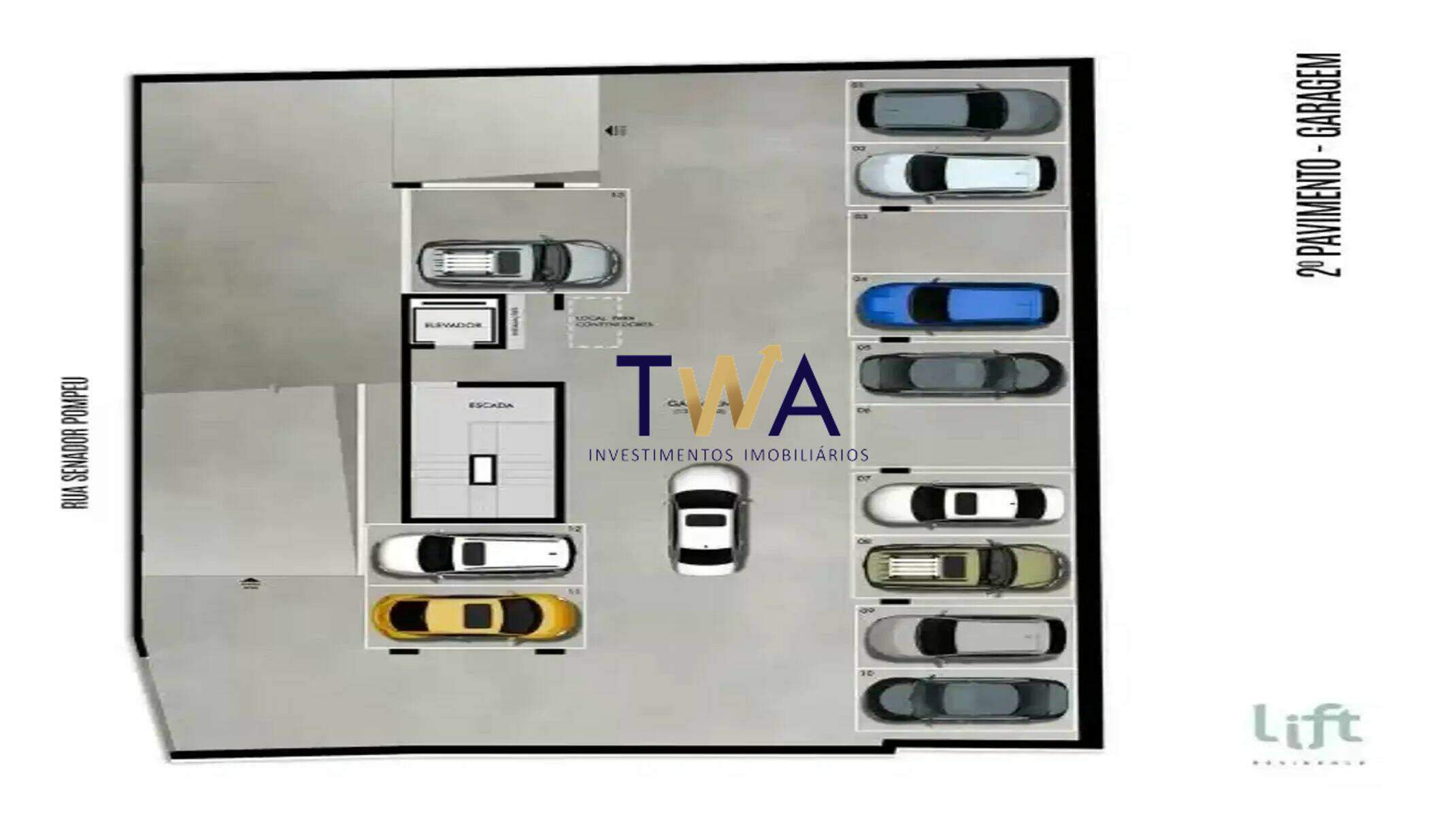 Apartamento, Lift Residence, Serra, à venda, TWA Investimentos. : Garagem - 2º pavimento