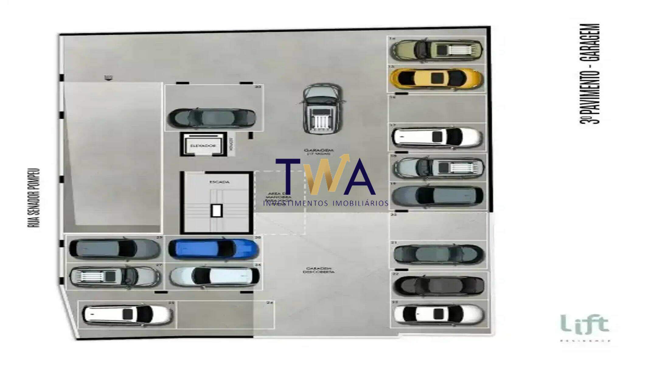 Apartamento, Lift Residence, Serra, à venda, TWA Investimentos. : Garagem - 3º pavimento