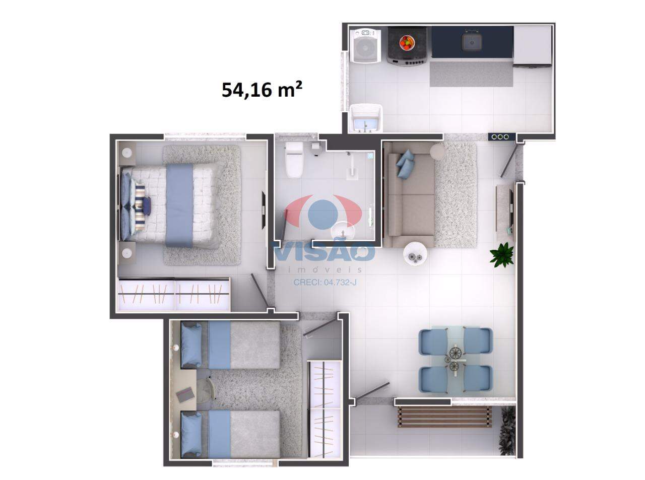 Planta PNE 2° pavimento 54,16m²