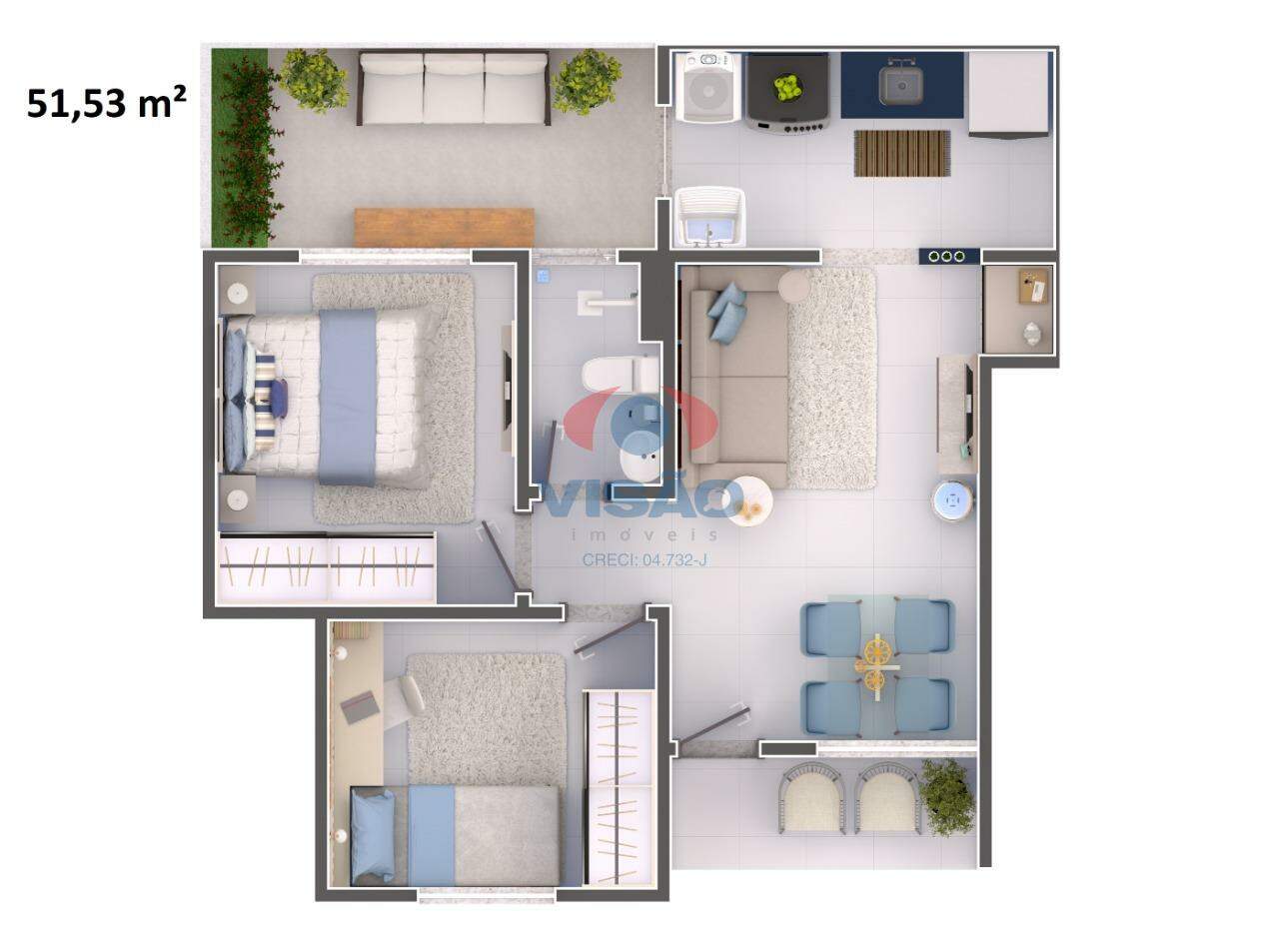 Planta tipo térreo 51,53m²