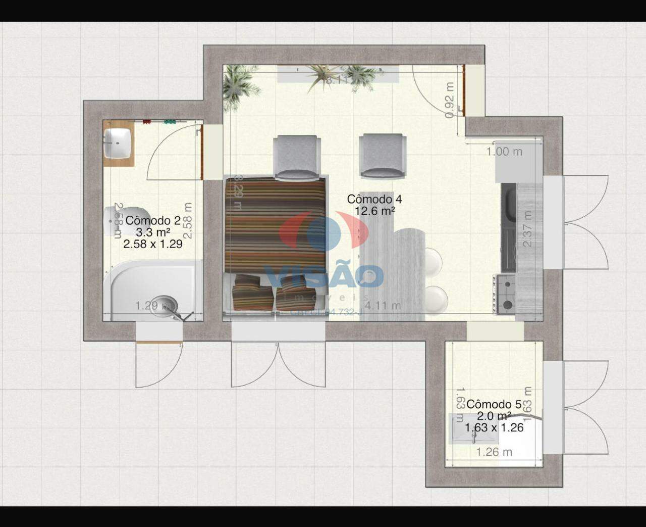 Apartamento - Kitnet para aluguel no Jardim dos Colibris: 