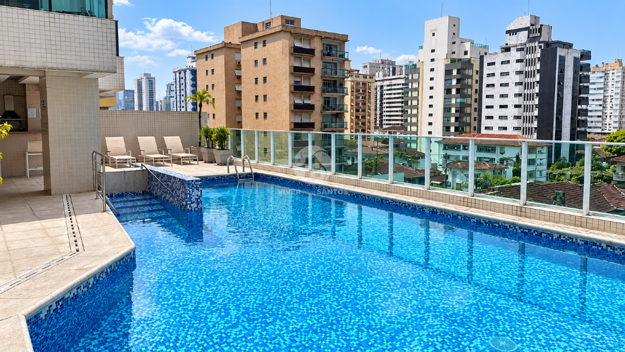Apartamento Mobiliado 52 m², 1 Dormitório, Varanda com Vista Livre, Vaga e Lazer Completo no Gonzaga – Santos/SP em Gonzaga, Santos — foto 24