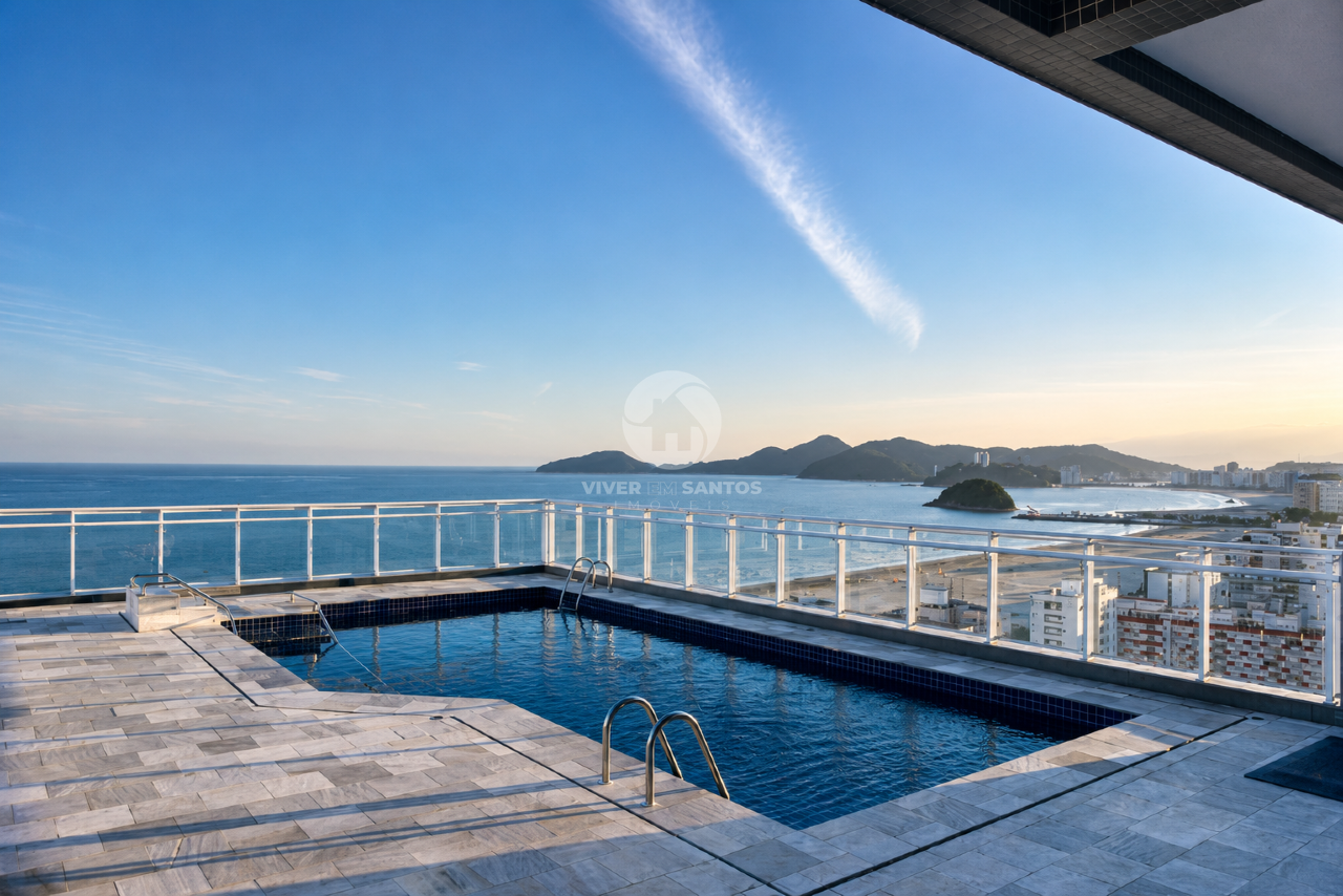 Apartamento com Vista Mar e Lazer Completo com 2 quartos no Gonzaga em Gonzaga, Santos — foto 14