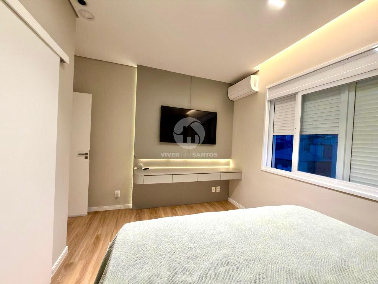 Apartamento Retrofitado e Mobiliado 159 m², 3 Dormitórios, Elevador Privativo, Vista para o Mar e 2 Vagas – Santos/SP em Gonzaga, Santos — foto 24
