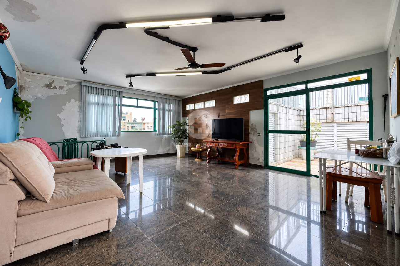 Cobertura 440 m², 4 Dormitórios, 2 Suítes, Piscina, Churrasqueira e 4 Vagas no Embaré – Santos/SP em Embaré, Santos — foto 6