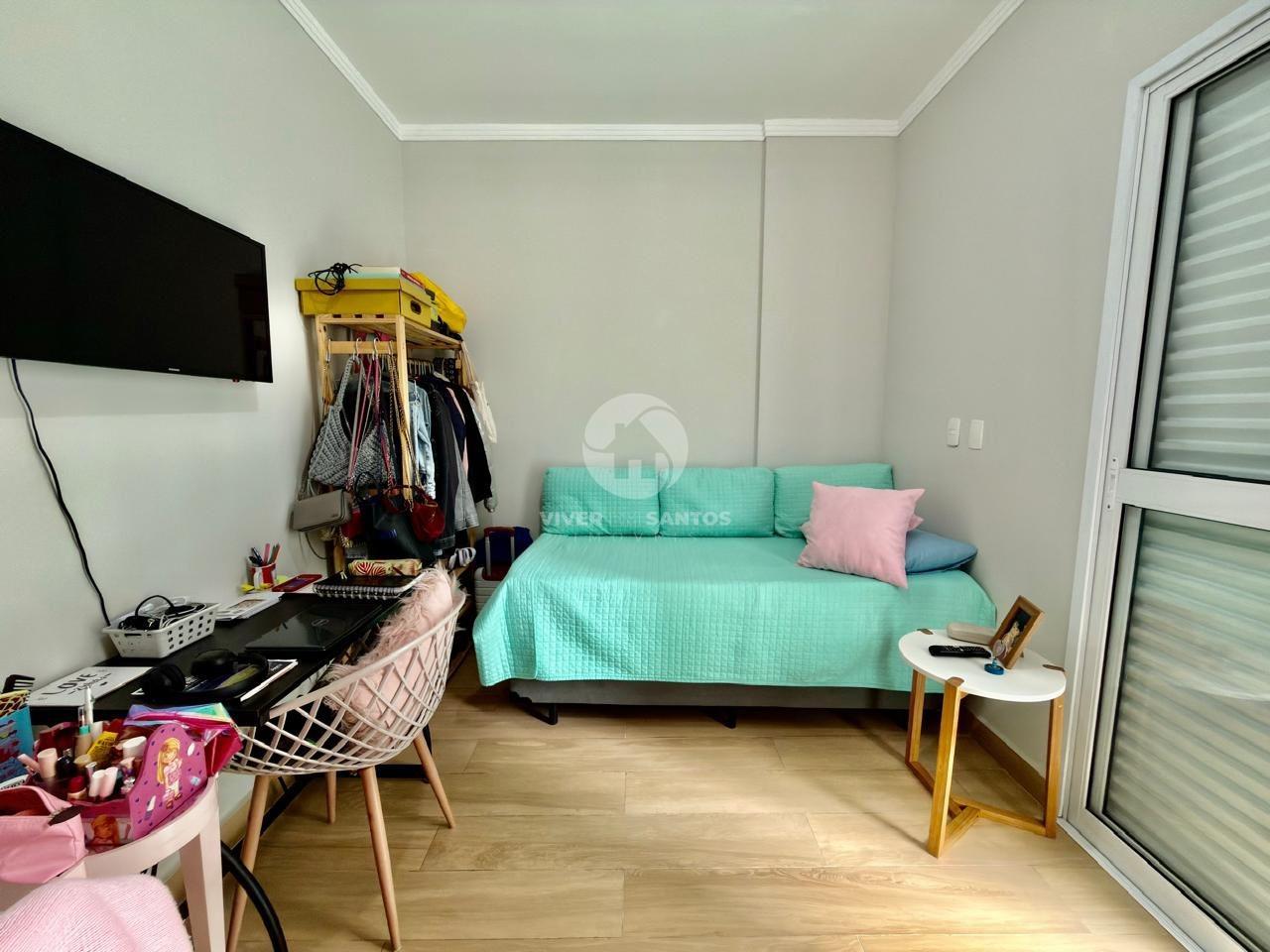Apartamento seminovo com 2 dormitórios, suíte, sacada e lazer no Marapé – Santos em Marapé, Santos — foto 8