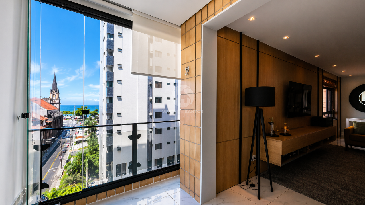 Apartamento Porteira Fechada com 4 quartos vista mar no Embaré em Santos em Embaré, Santos — foto 2