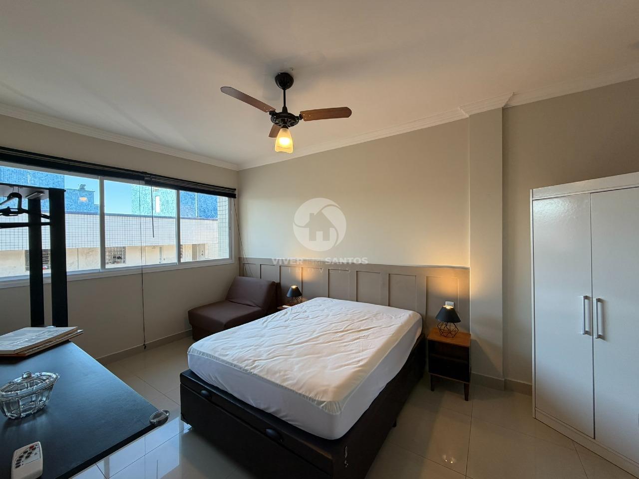 Apartamento 1 Dormitório, Porteira Fechada e Vista Mar Lateral no Embaré - Santos SP em Embaré, Santos — foto 5