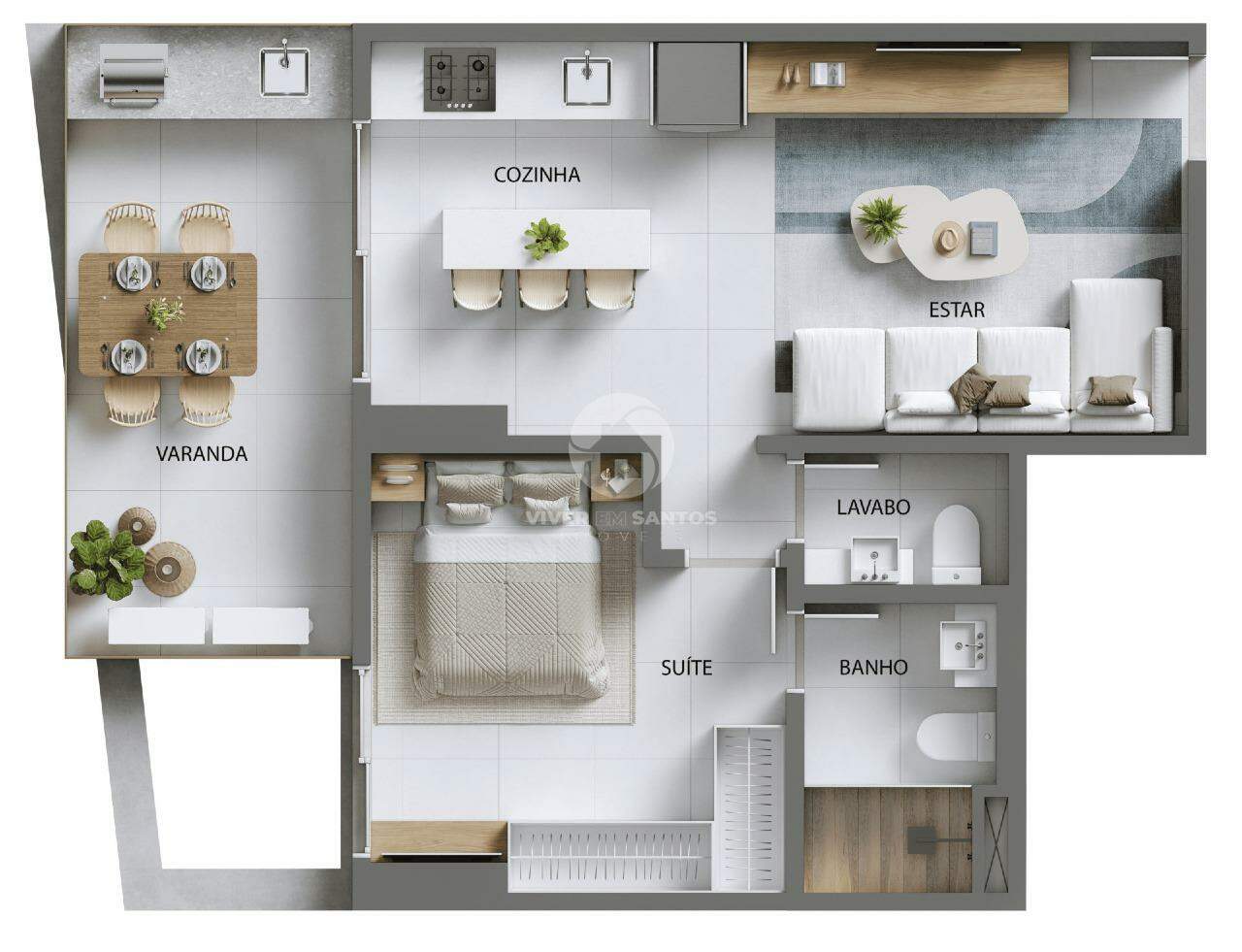 Apartamento 1 Suíte, Varanda Gourmet no Seven Living - Ponta da Praia - Santos SP em Ponta da Praia, Santos — foto 6