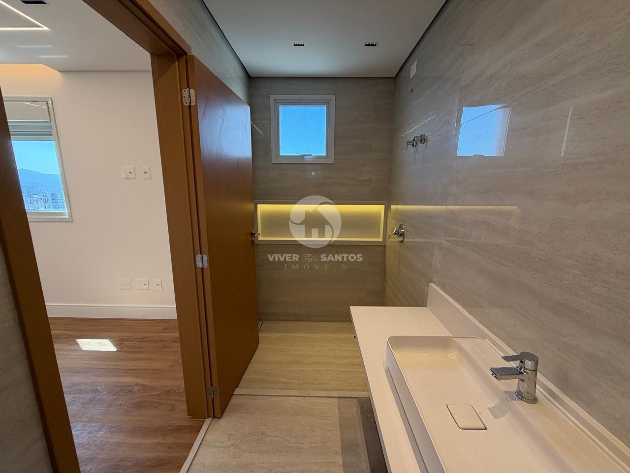 Penthouse com Vista Mar 360°, 3 Dormitórios e 4 Vagas no Residencial Ilha de Malta – Santos/SP em Aparecida, Santos — foto 17