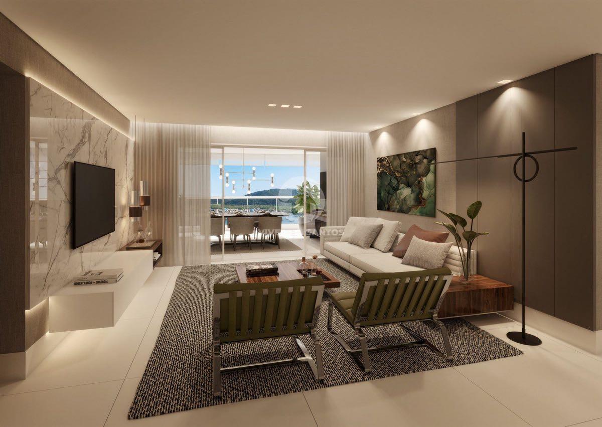 Apartamento à venda com 3 suítes, vista para o mar e varanda gourmet na Ponta da Praia em Ponta da Praia, Santos — foto 3