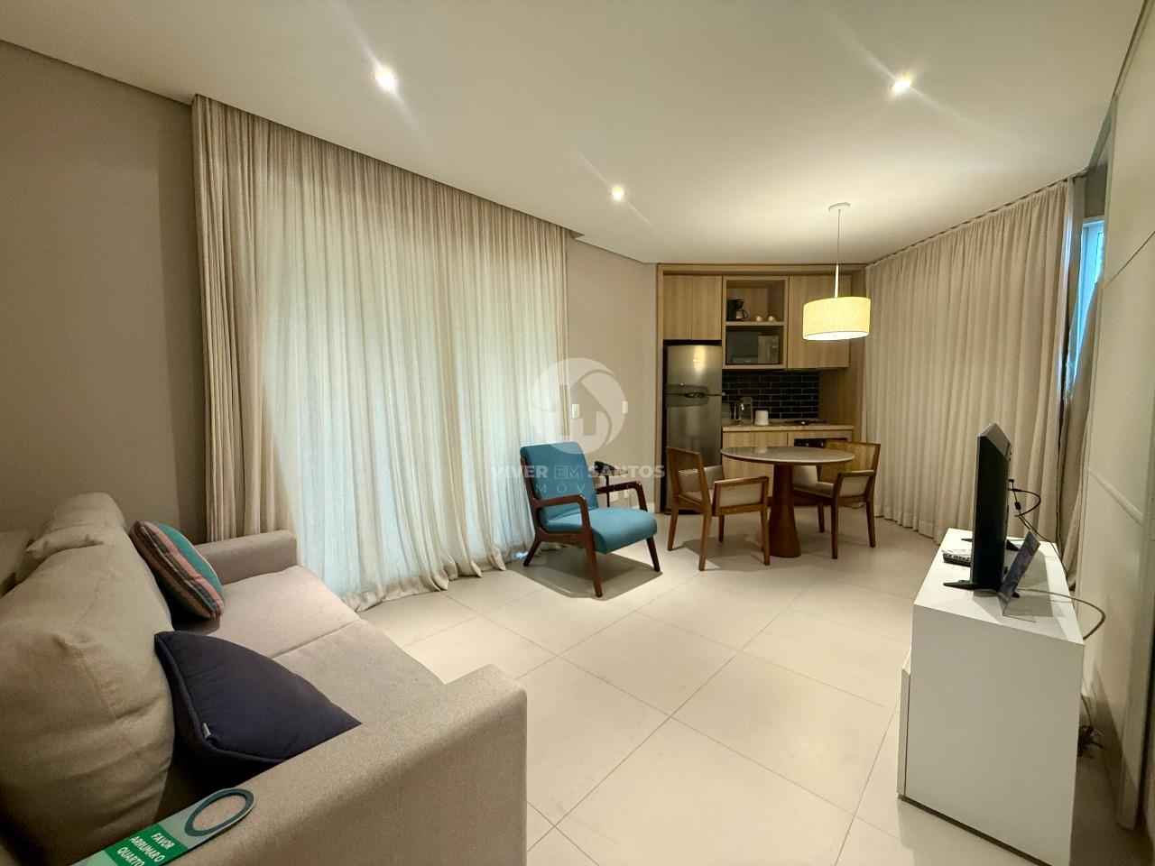 Flat Mobiliado 53 m², Vista para o Mar, 2 Varandas e Serviços de Apart-Hotel no Gonzaga – Santos/SP em Gonzaga, Santos — foto 2