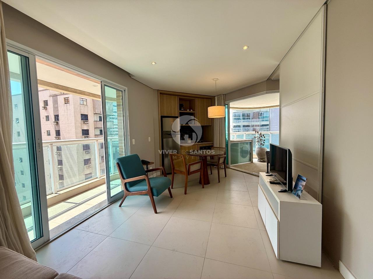 Flat Mobiliado 53 m², Vista para o Mar, 2 Varandas e Serviços de Apart-Hotel no Gonzaga – Santos/SP em Gonzaga, Santos — foto 3