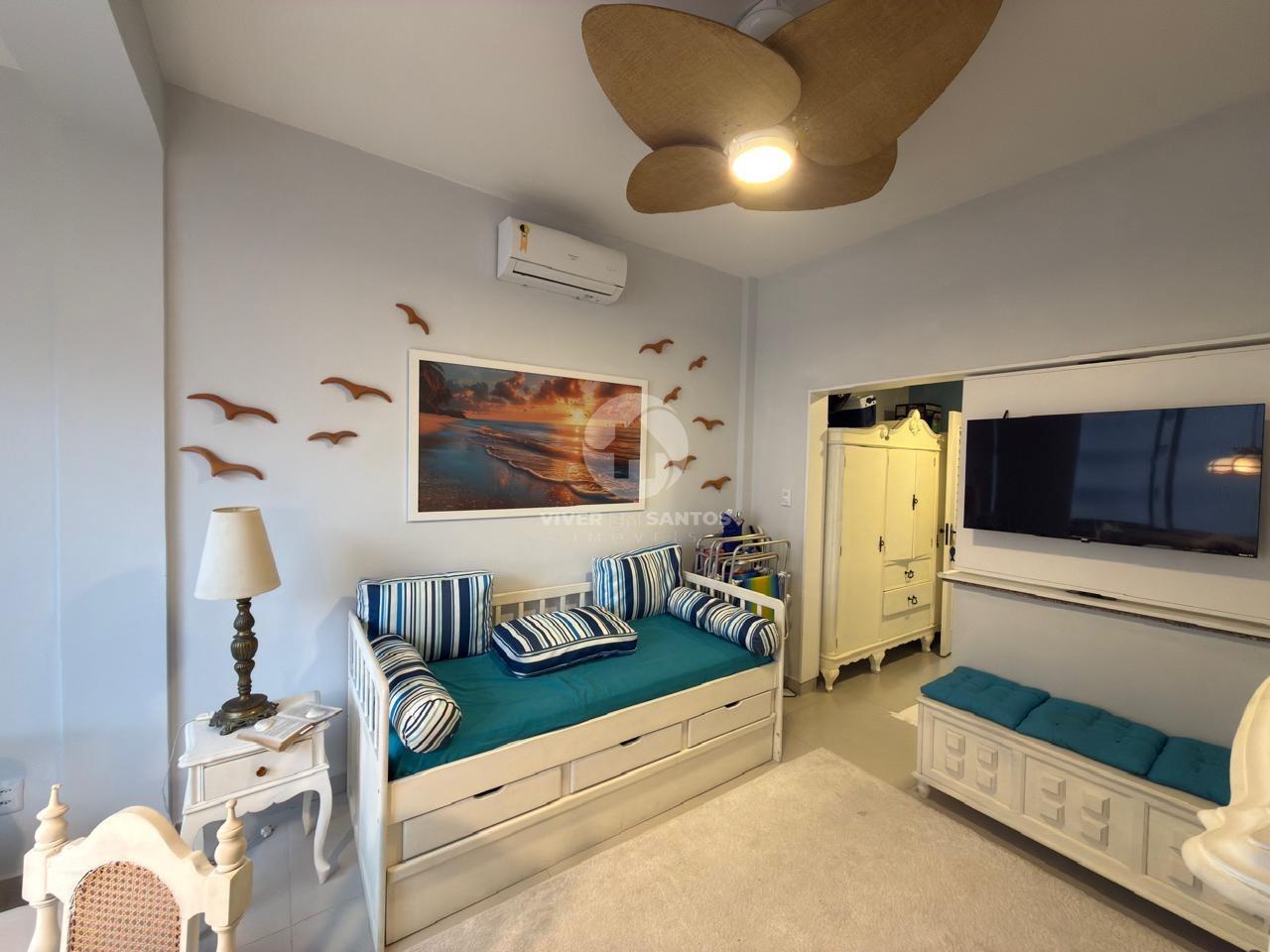 Sala Living Porteira Fechada, Reformada, Andar Alto e Vista para o Mar no Boqueirão – Santos/SP em Boqueirão, Santos — foto 15