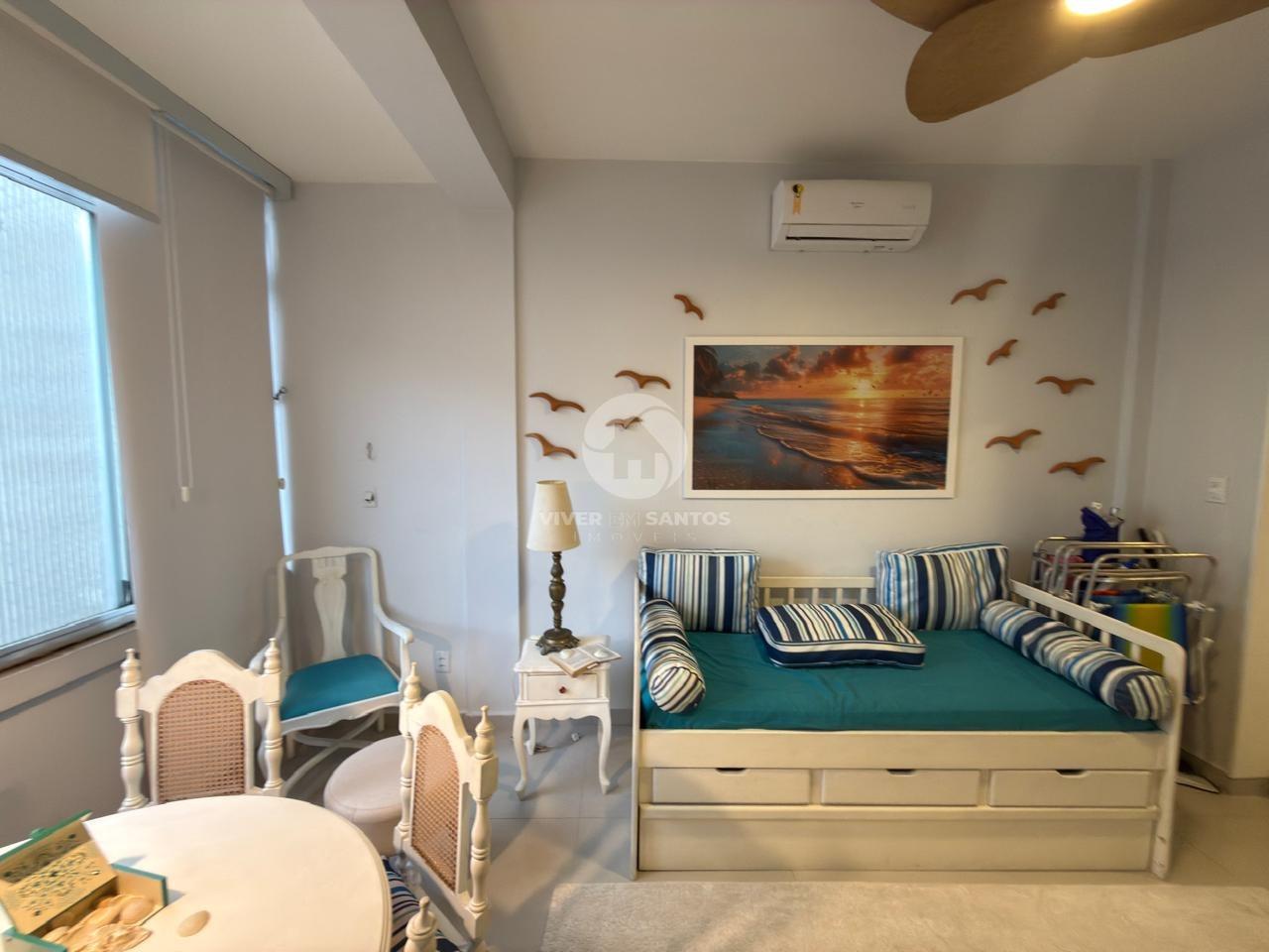 Sala Living Porteira Fechada, Reformada, Andar Alto e Vista para o Mar no Boqueirão – Santos/SP em Boqueirão, Santos — foto 14