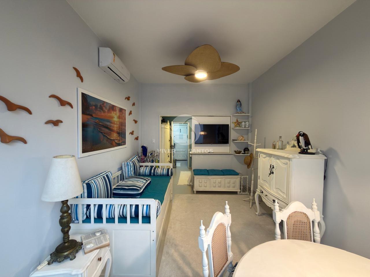 Sala Living Porteira Fechada, Reformada, Andar Alto e Vista para o Mar no Boqueirão – Santos/SP em Boqueirão, Santos — foto 11
