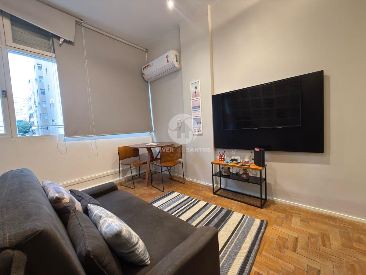 Sala Living Mobiliado e Reformado, 1 Dormitório, a 1 Quadra da Praia – Santos/SP em Boqueirão, Santos — foto 3