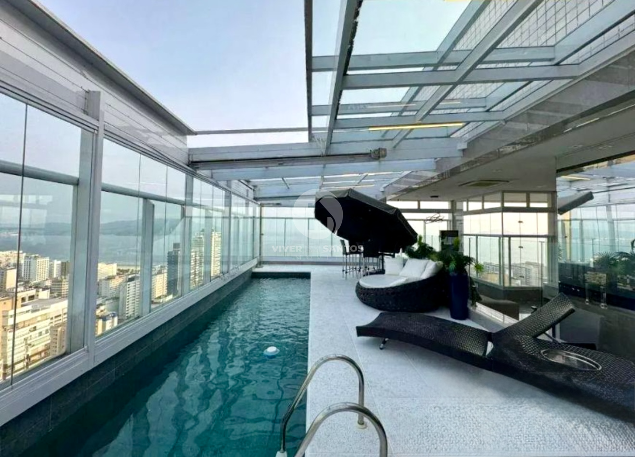 Cobertura Triplex Porteira Fechada, 4 Suítes, Piscina Privativa, Vista para o Mar e 5 Vagas – Santos/SP em Gonzaga, Santos — foto 3