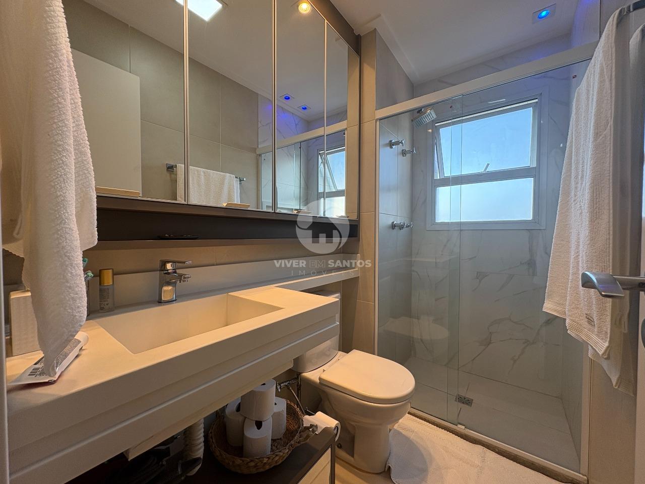 Apartamento Porteira Fechada, 3 Suítes, Elevador Privativo, Varanda com Churrasqueira e Vista Livre na Vila Rica – Santos/SP em Boqueirão, Santos — foto 12