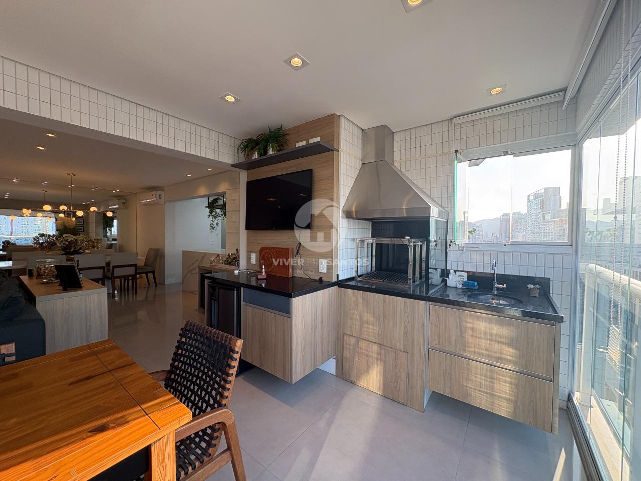 Apartamento Porteira Fechada, 3 Suítes, Elevador Privativo, Varanda com Churrasqueira e Vista Livre na Vila Rica – Santos/SP em Boqueirão, Santos — foto 5