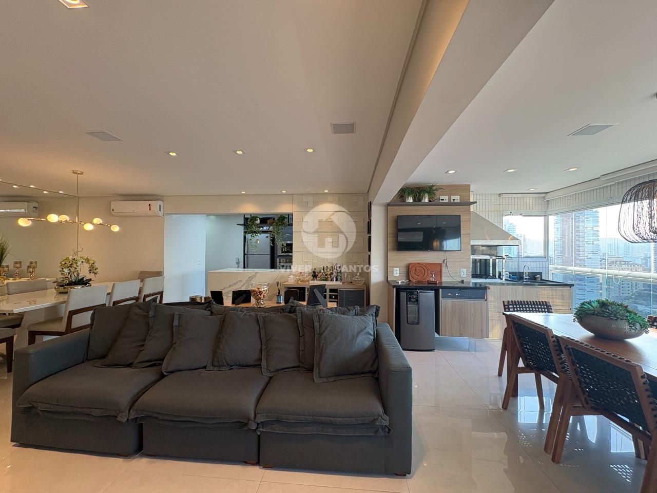 Apartamento Porteira Fechada, 3 Suítes, Elevador Privativo, Varanda com Churrasqueira e Vista Livre na Vila Rica – Santos/SP em Boqueirão, Santos — foto 6