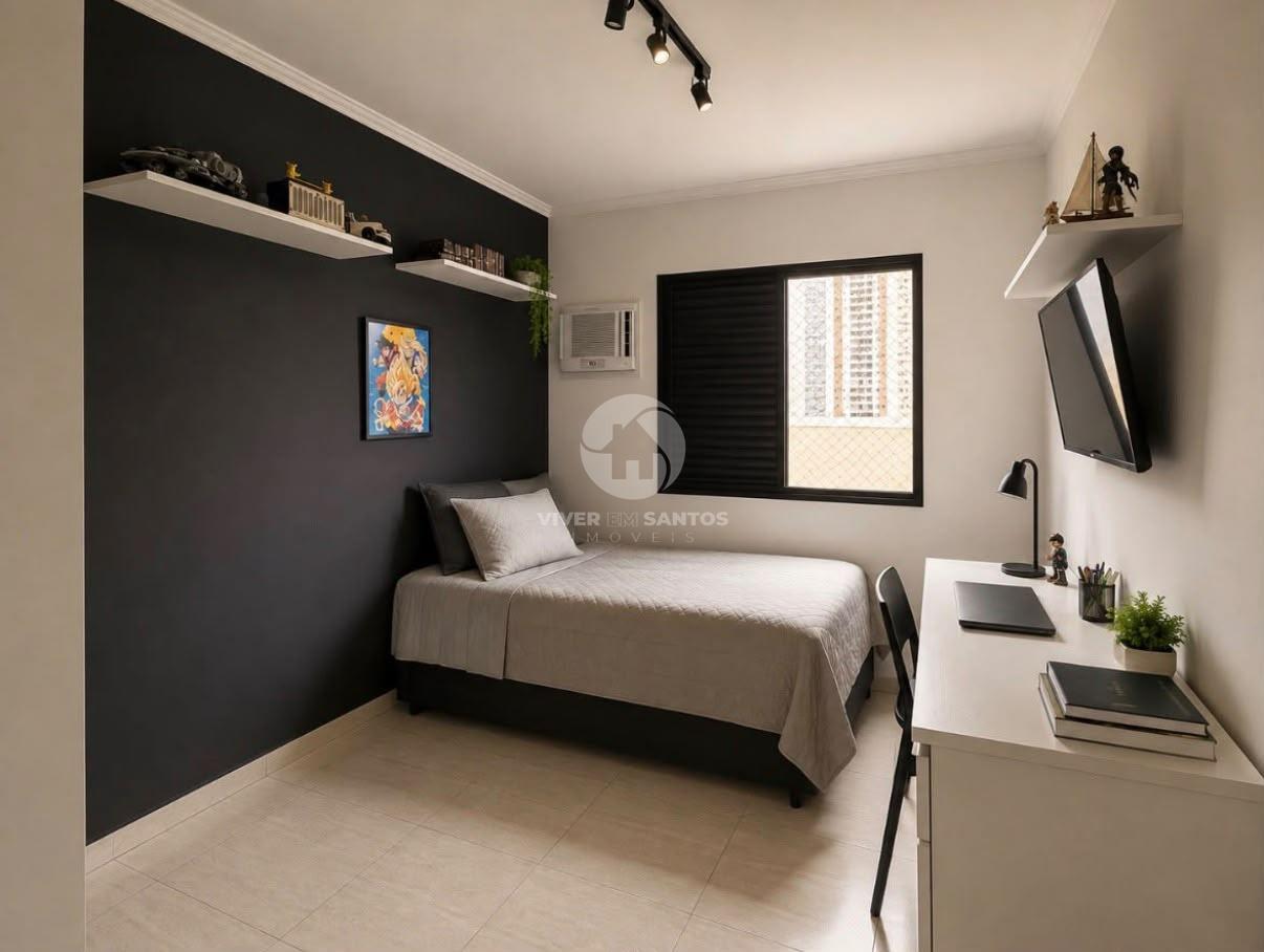 Apartamento 94 m², 3 Dormitórios, Suíte, Varanda com Vista Livre e Lazer na Aparecida – Santos/SP em Aparecida, Santos — foto 7
