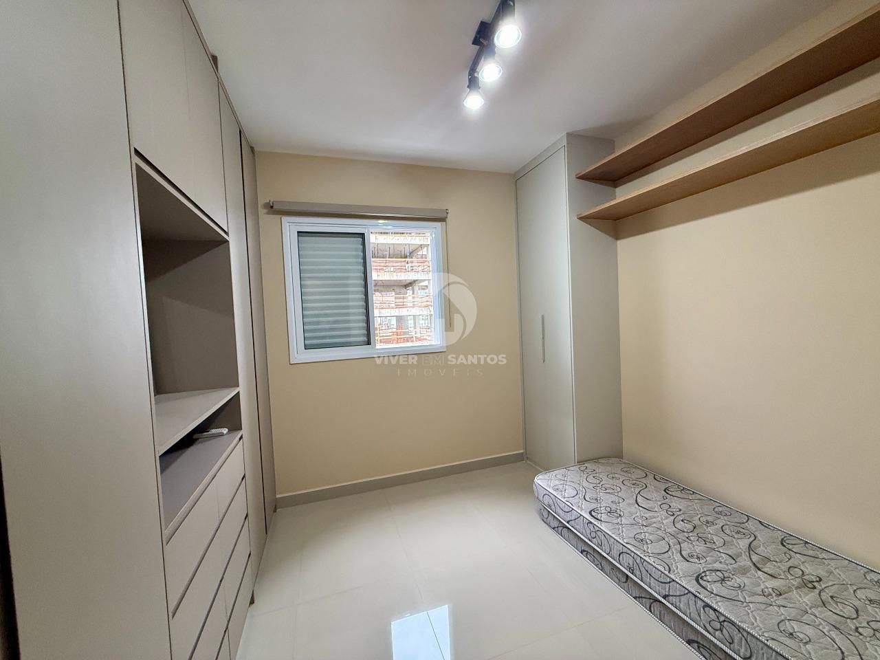 Apartamento Mobiliado, 1 Suíte, Varanda, Vaga Demarcada e Lazer no Residencial Ibiza – Embaré, Santos/SP em Embaré, Santos — foto 13