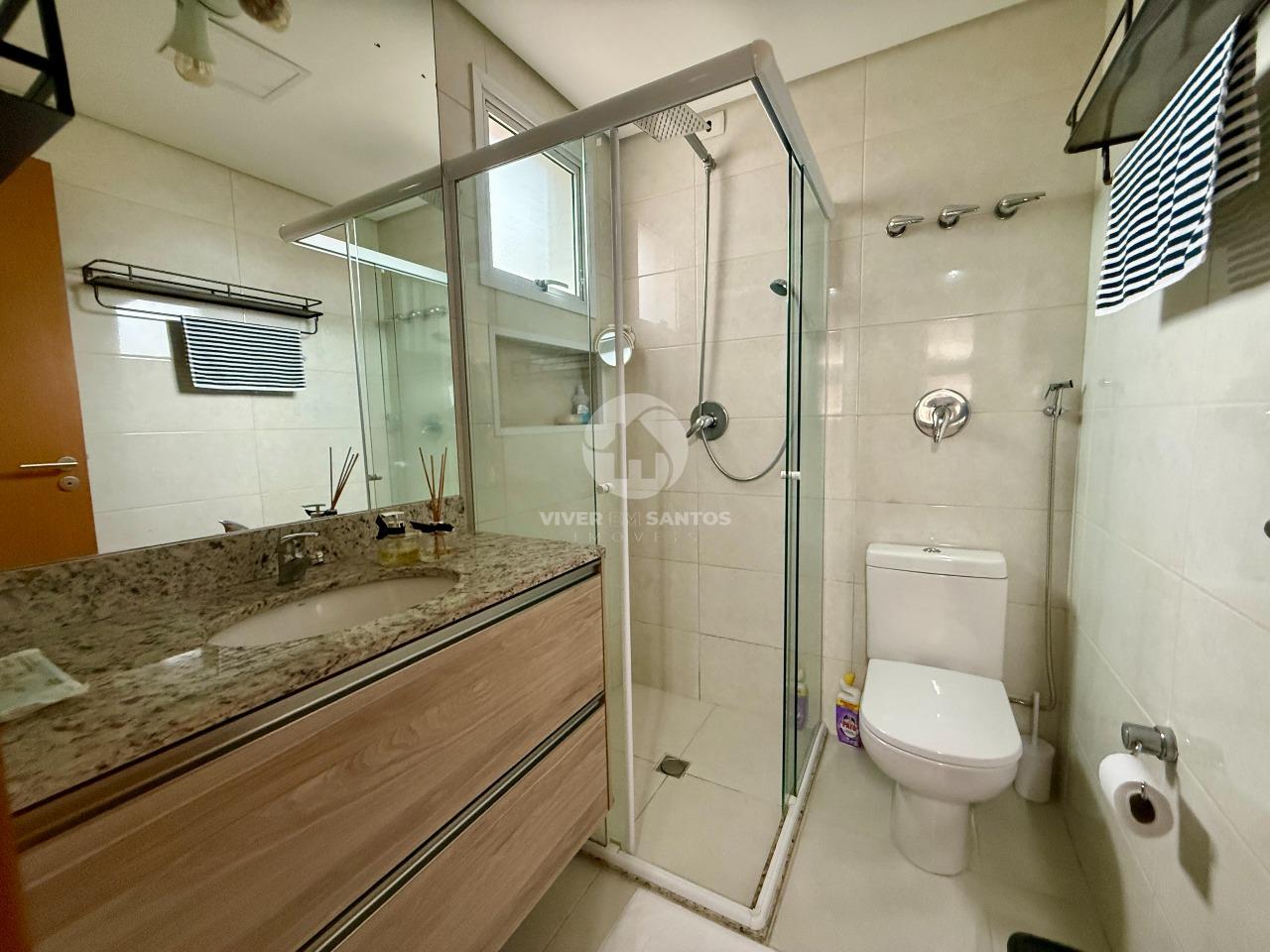 Apartamento Mobiliado, 1 Suíte, Varanda, Vaga Demarcada e Lazer no Residencial Ibiza – Embaré, Santos/SP em Embaré, Santos — foto 16