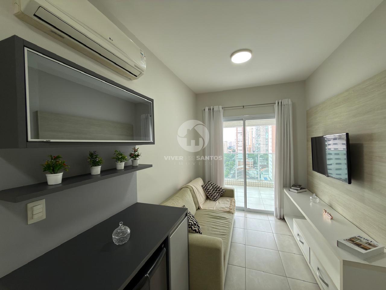 Apartamento Mobiliado 52 m², 1 Dormitório, Varanda com Vista Livre, Vaga e Lazer Completo no Gonzaga – Santos/SP em Gonzaga, Santos — foto 5