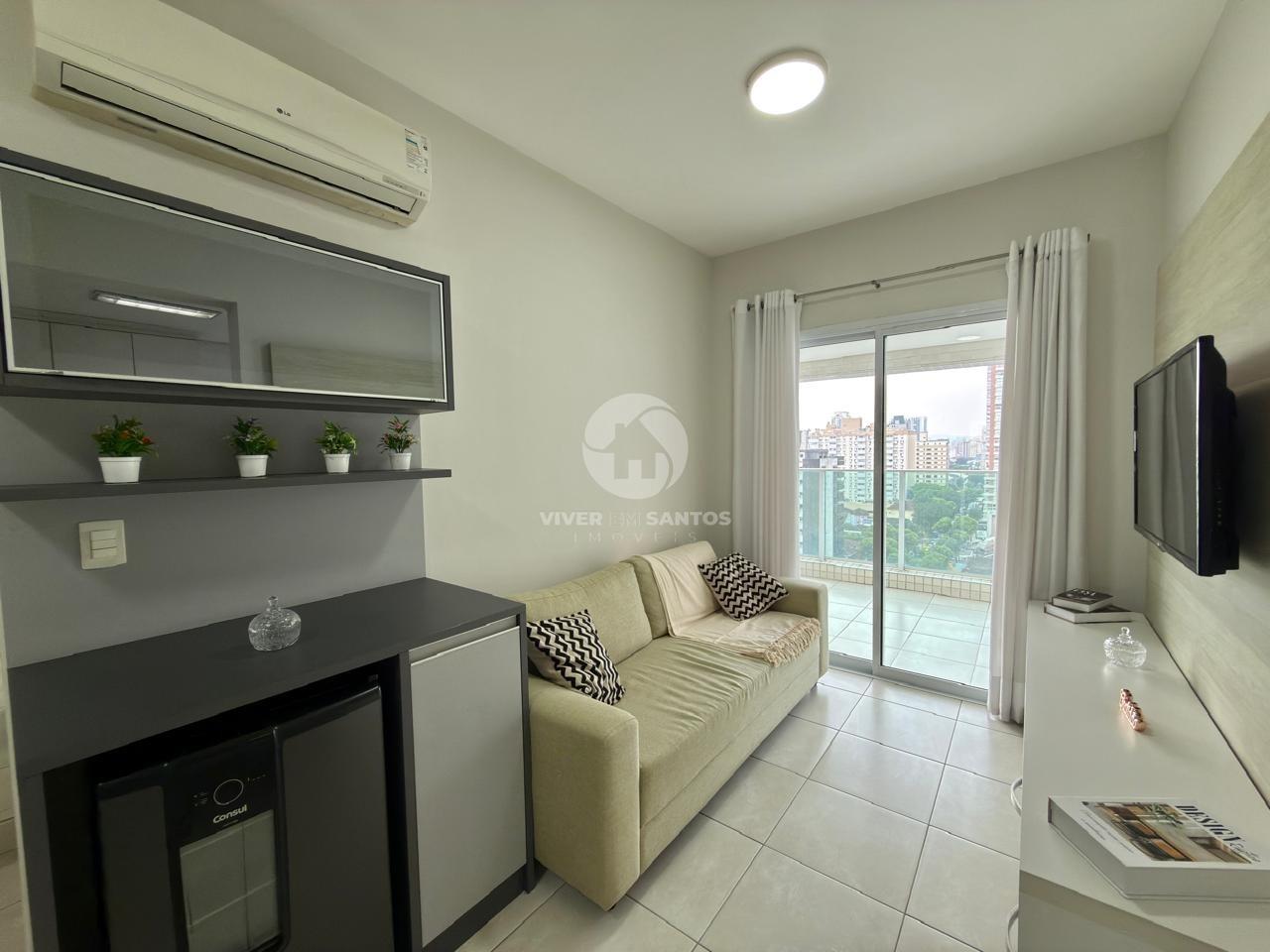 Apartamento Mobiliado 52 m², 1 Dormitório, Varanda com Vista Livre, Vaga e Lazer Completo no Gonzaga – Santos/SP em Gonzaga, Santos — foto 3