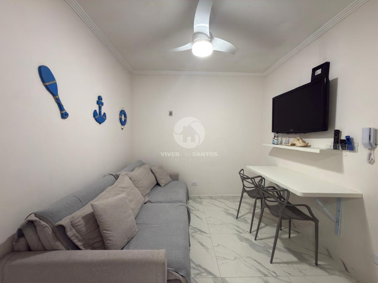 Apartamento Reformado e Mobiliado, 1 Dormitório e Vista para o Mar a 50 Metros da Praia no Embaré – Santos/SP em Embaré, Santos — foto 3