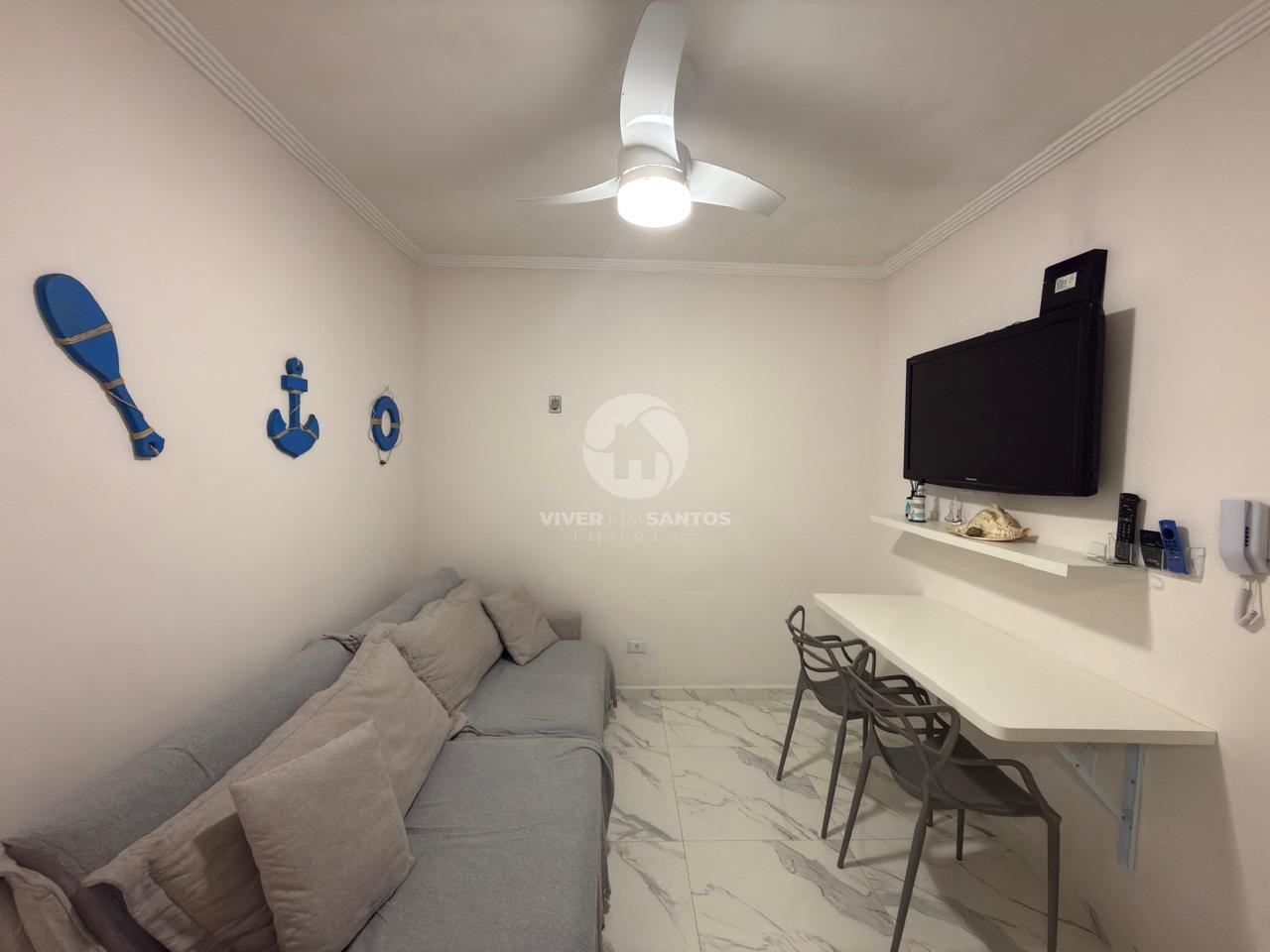 Apartamento Reformado e Mobiliado, 1 Dormitório e Vista para o Mar a 50 Metros da Praia no Embaré – Santos/SP em Embaré, Santos — foto 2