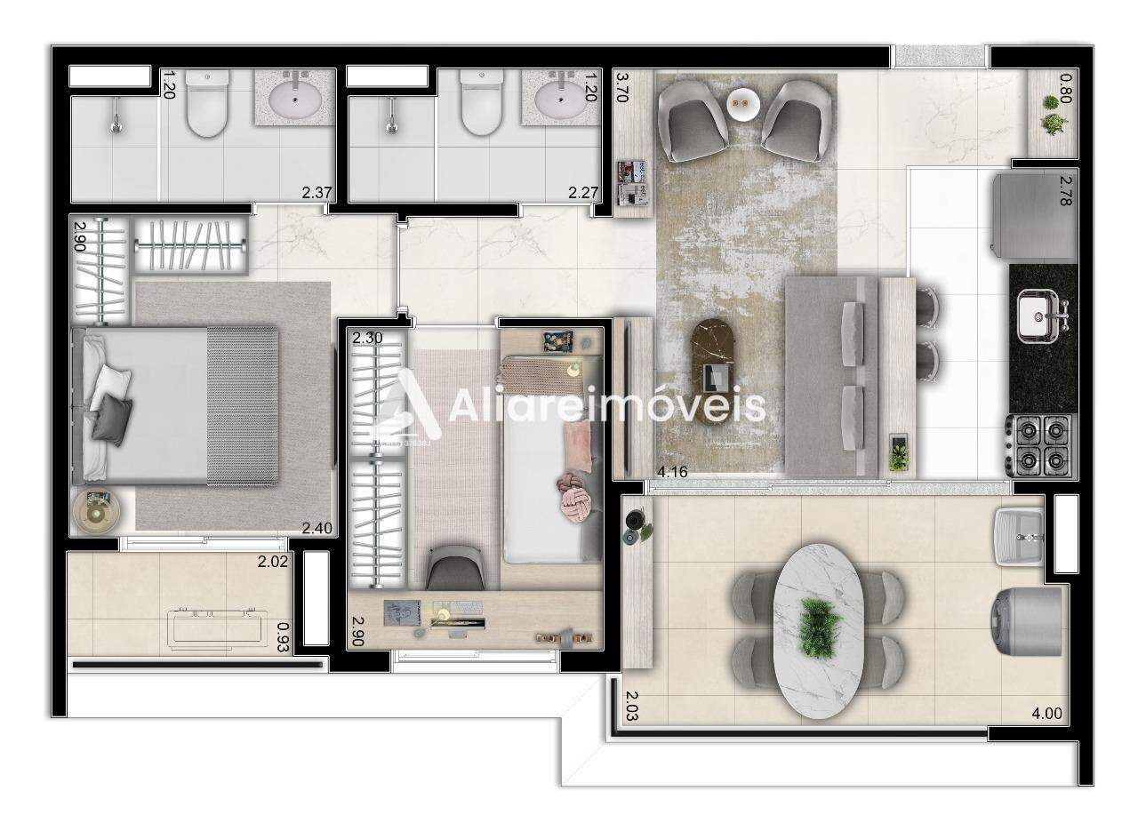 Apartamento à venda com 2 quartos, 54m² - Foto 2