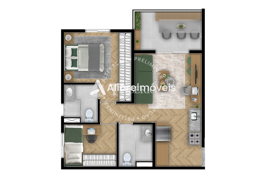 Apartamento à venda com 2 quartos, 48m² - Foto 3