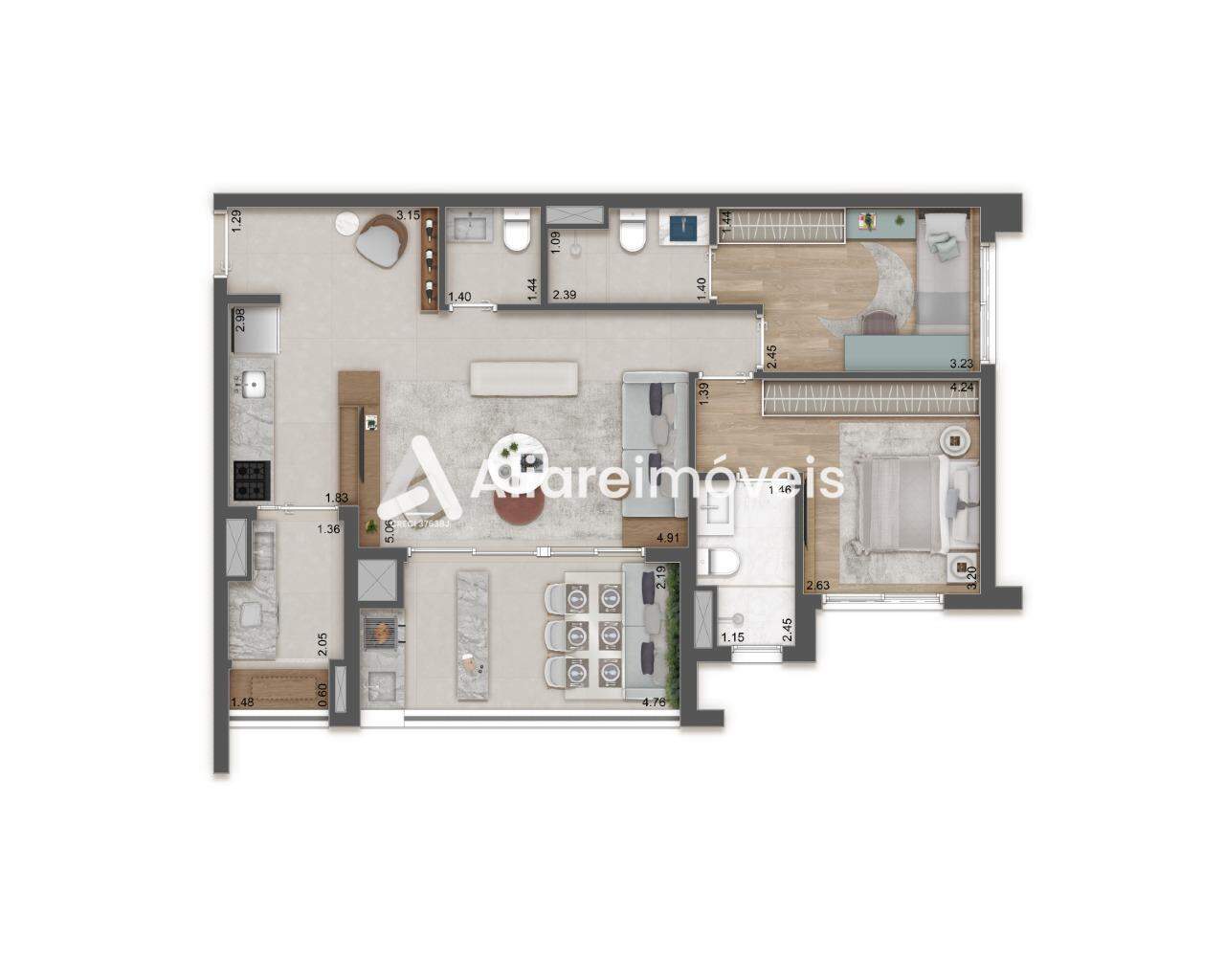 Apartamento à venda com 3 quartos, 82m² - Foto 3