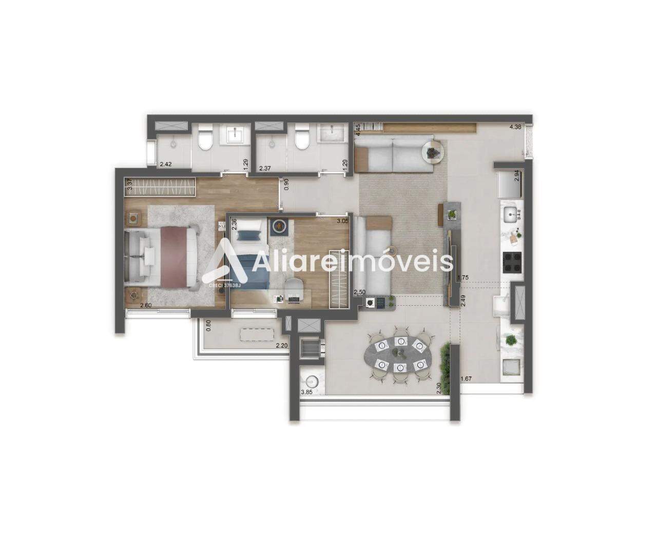 Apartamento à venda com 2 quartos, 68m² - Foto 2