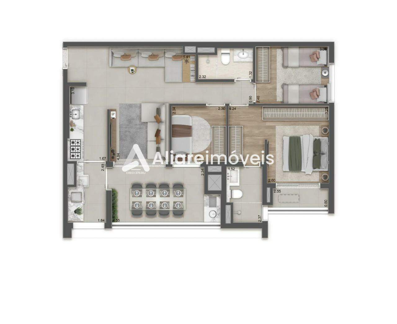 Apartamento à venda com 3 quartos, 85m² - Foto 2