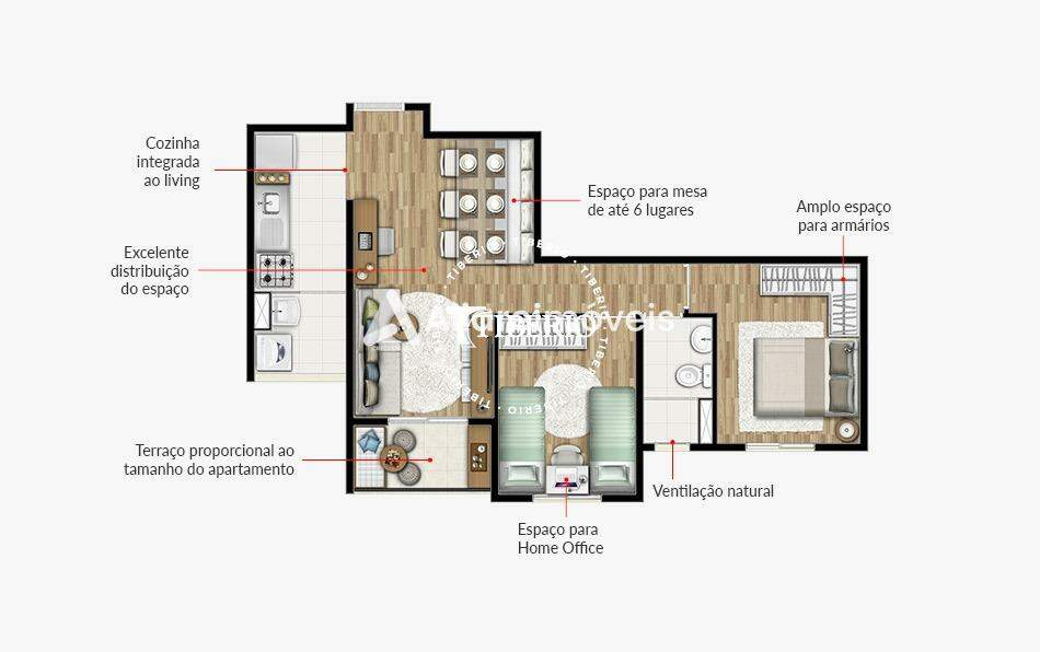 Apartamento à venda com 2 quartos, 51m² - Foto 2