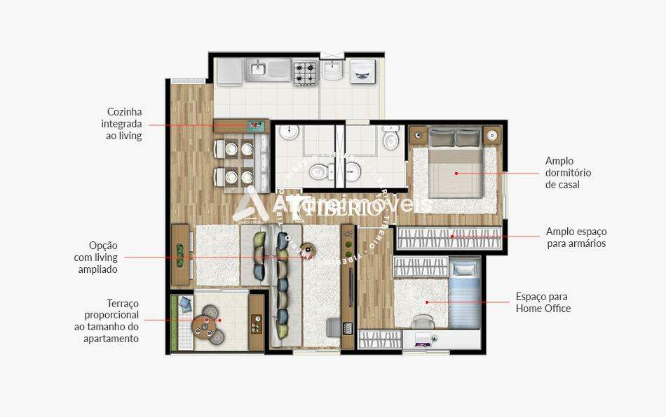 Apartamento à venda com 3 quartos, 60m² - Foto 2