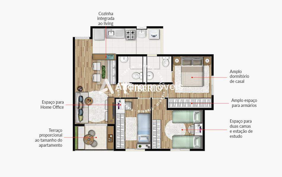 Apartamento à venda com 3 quartos, 60m² - Foto 3