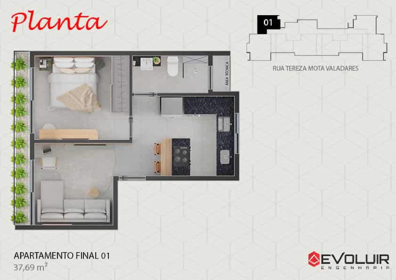 Imagem do imóvel Apartamento à venda, 1 quarto, 1 vaga, Buritis - Belo Horizonte/MG