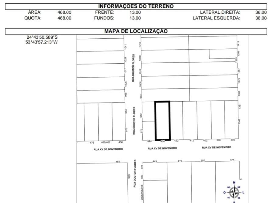 Lote à venda no Centro: 
