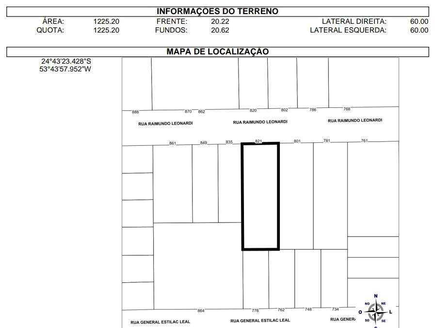 Lote à venda no Centro: 