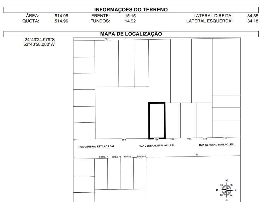 Lote à venda no Centro: 