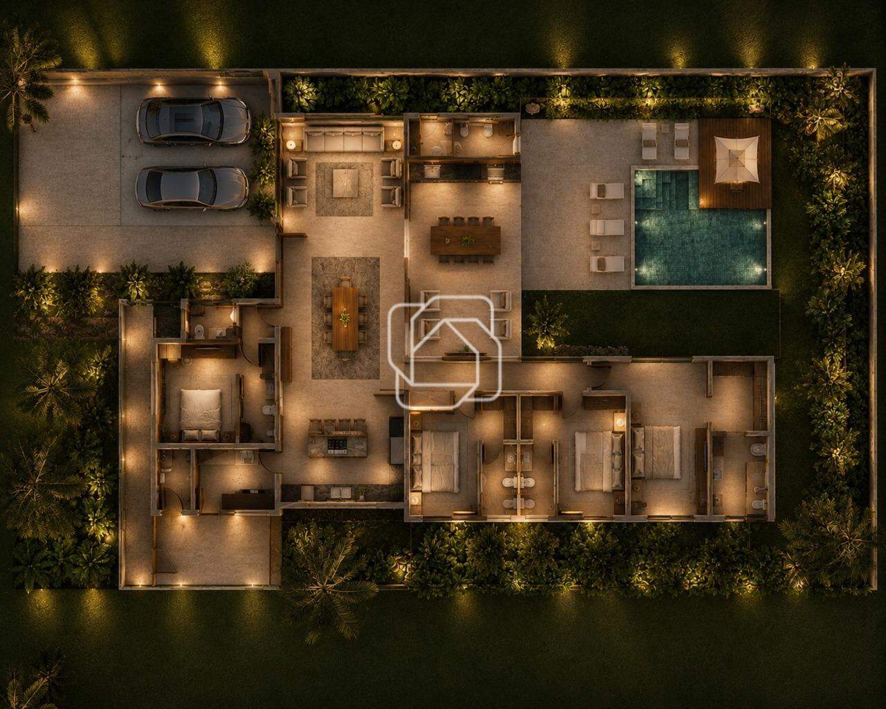 Casa de Condomínio à venda em Itu - SP - Residencial Parque Campos de Santo Antônio II: Imagem do projeto 3D