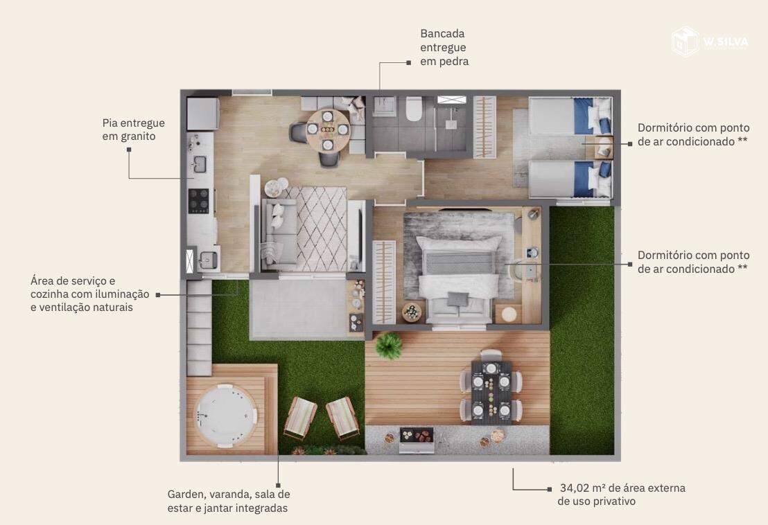 Apartamento à venda no Viva Parque Residencial: 