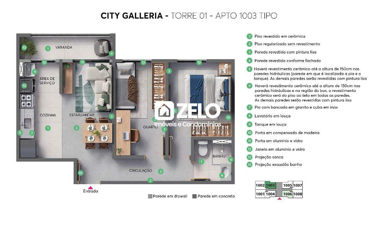 Apartamento em Residencial Galeria Garden, Campinas - SP | Zelo Imóveis: Planta - térreo