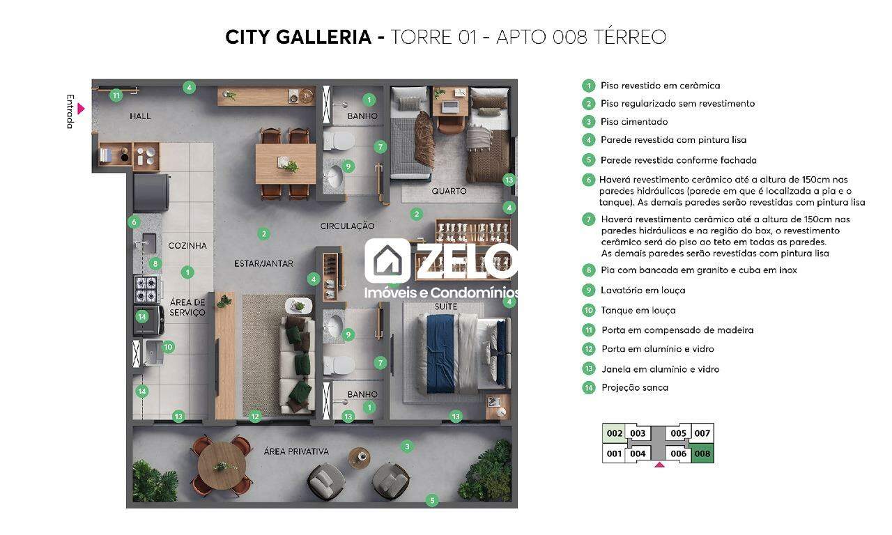 Apartamento em Residencial Galeria Garden, Campinas - SP | Zelo Imóveis: Planta - apto tipo