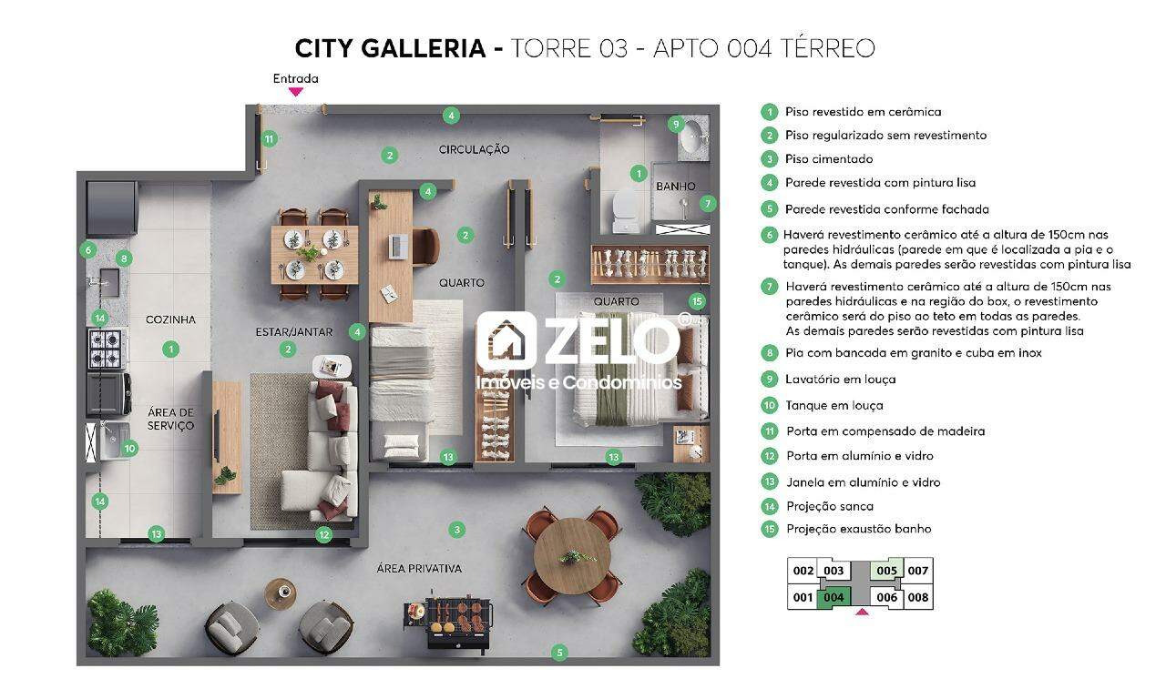 Apartamento em Residencial Galeria Garden, Campinas - SP | Zelo Imóveis: Planta - apto tipo