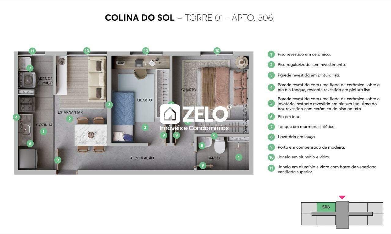 Apartamento em Residencial Parque Dunlop, Campinas - SP | Zelo Imóveis: Apartamento térreo decorado